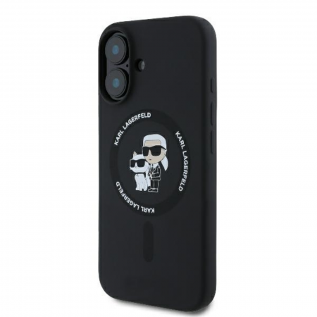 Husa pentru iPhone 16 Plus Karl Lagerfeld Silicone Ring MagSafe (KLHMP16MSCMKCRHK) Karl&Choupette, Black [3]