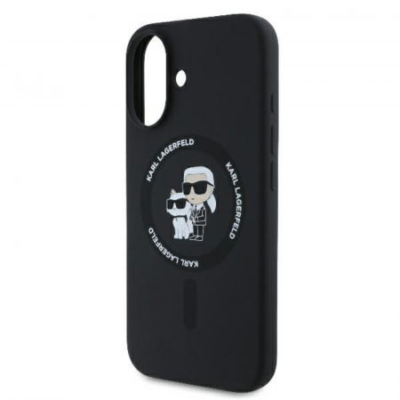 Husa pentru iPhone 16 Plus Karl Lagerfeld Silicone Ring MagSafe (KLHMP16MSCMKCRHK) Karl&Choupette, Black [4]