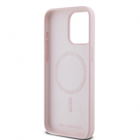 Husa pentru iPhone 15 Pro Max Karl Lagerfeld Silicone Ring MagSafe (KLHMP15XSCMKCRHP) Karl&Choupette, Pink [5]