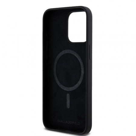 Husa pentru iPhone 15 Pro Max Karl Lagerfeld Silicone Ring MagSafe (KLHMP15XSCMKCRHK) Karl&Choupette, Black [5]