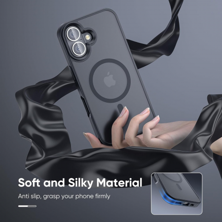 Husa pentru iPhone 16, MagSafe, Drop Resistant Shockproof, Matte Skin Black [2]