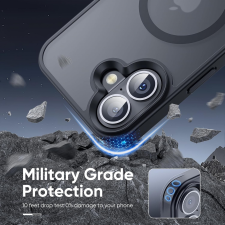 Husa pentru iPhone 16, MagSafe, Drop Resistant Shockproof, Matte Skin Black [3]