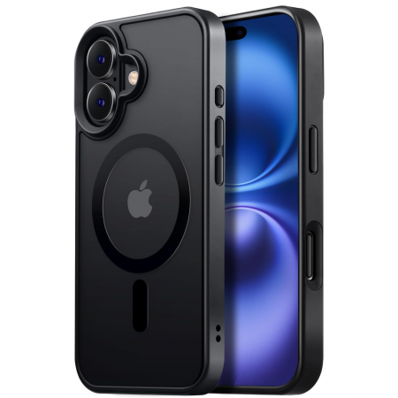 IPHONE 15 PLUS - Husa pentru iPhone 15 Plus, MagSafe, Drop Resistant Shockproof, Matte Skin Black
