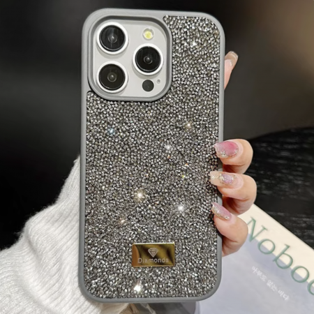 Husa pentru iPhone 15 Plus Shiny Luxury Diamond, Gray [2]