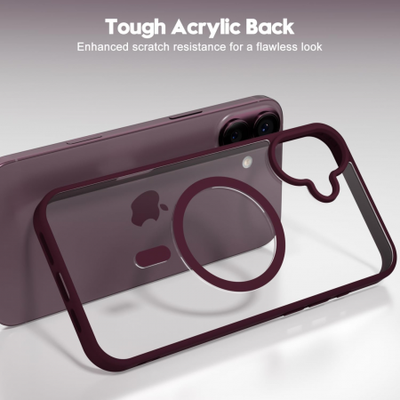 Husa pentru iPhone 16 Plus, Crystal Clear MagSafe, Wine Red [1]