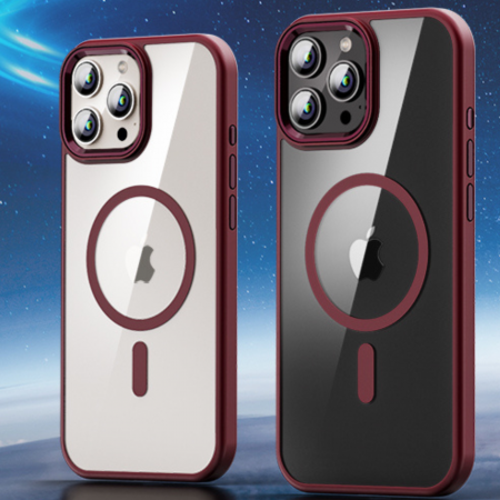 Husa pentru iPhone 12 Pro Max, Crystal Clear MagSafe, Wine Red [7]