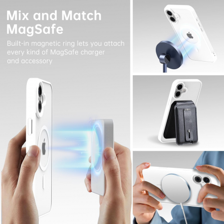 Husa pentru iPhone 16, Crystal Clear MagSafe, White [4]