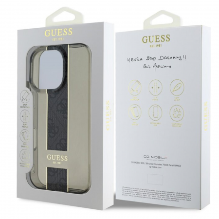 Husa pentru iPhone 16 Pro Guess IML Middle 4G Stripe, Black [5]