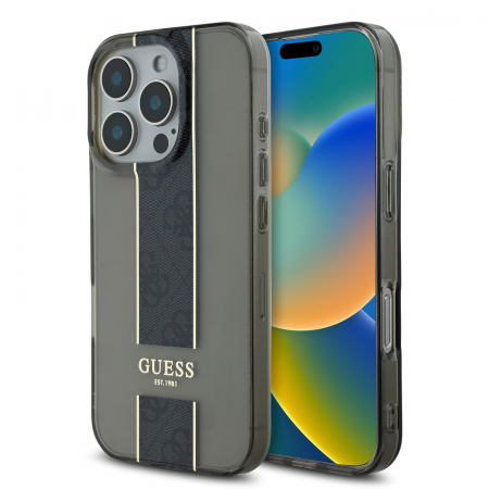 Husa pentru iPhone 16 Pro Guess IML Middle 4G Stripe, Black [1]
