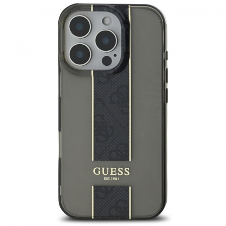 IPHONE 16 PRO - Husa pentru iPhone 16 Pro Guess IML Middle 4G Stripe, Black