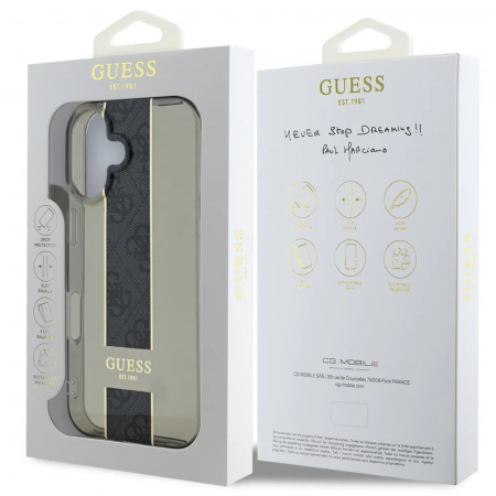 Husa pentru iPhone 16 Guess IML Middle 4G Stripe, Black [4]