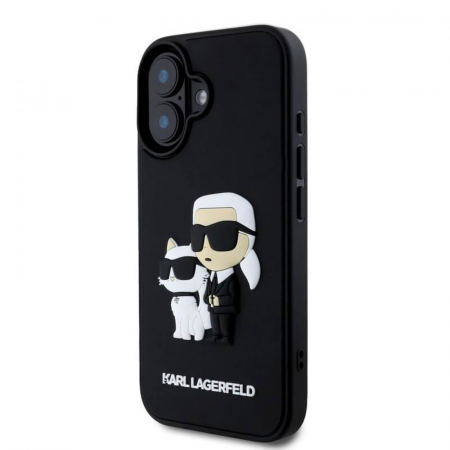 Husa pentru iPhone 16 Plus Karl Lagerfeld 3D Rubber Karl and Choupette, Black [2]
