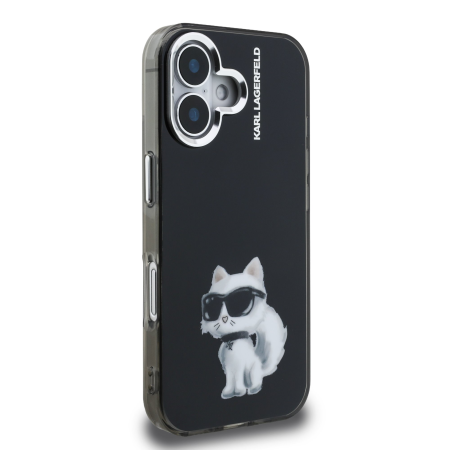 Husa pentru iPhone 16, Karl Lagerfeld IML Aquarelle Choupette, Black [3]