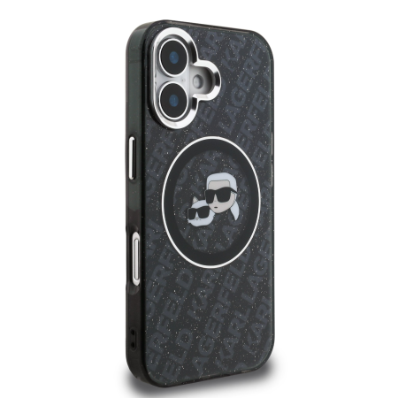 Husa pentru iPhone 16, Karl Lagerfeld IML K&CH Heads Repeated Logo MagSafe, Black [3]