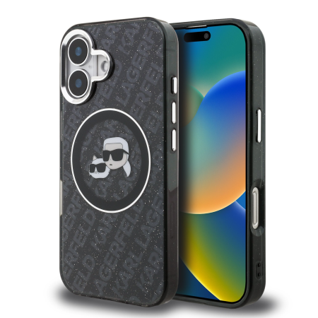 IPHONE 16 - Husa pentru iPhone 16, Karl Lagerfeld IML K&CH Heads Repeated Logo MagSafe, Black
