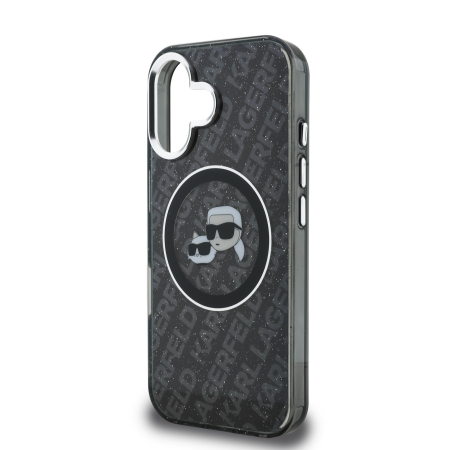 Husa pentru iPhone 16, Karl Lagerfeld IML K&CH Heads Repeated Logo MagSafe, Black [4]