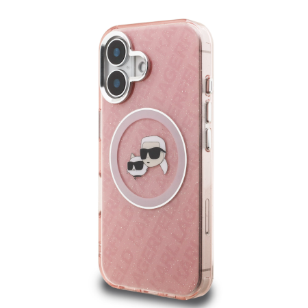 Husa pentru iPhone 16, Karl Lagerfeld IML K&CH Heads Repeated Logo MagSafe, Pink [3]