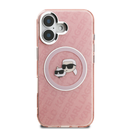 Husa pentru iPhone 16, Karl Lagerfeld IML K&CH Heads Repeated Logo MagSafe, Pink [1]