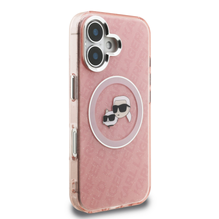Husa pentru iPhone 16, Karl Lagerfeld IML K&CH Heads Repeated Logo MagSafe, Pink [2]