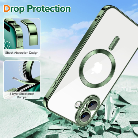 Husa pentru iPhone 17, Luxury MagSafe Anti-Shock cu Protectie Lentile Camera, Green [2]