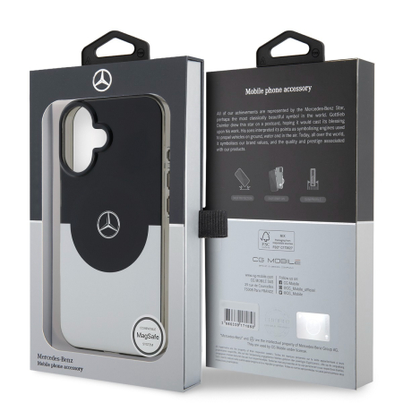 Husa pentru iPhone 16, Mercedes PC/TPU Double Layer MagSafe, Black/Silver [5]