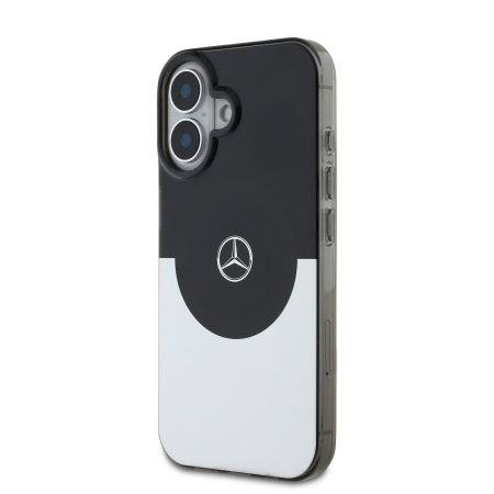 Husa pentru iPhone 16, Mercedes PC/TPU Double Layer MagSafe, Black/Silver [2]