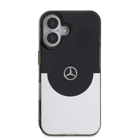 Husa pentru iPhone 16, Mercedes PC/TPU Double Layer MagSafe, Black/Silver [1]