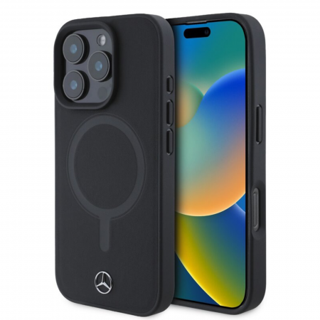 Husa pentru iPhone 16 Pro Max, Mercedes Smooth Leather MagSafe, Black [1]