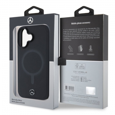 Husa pentru iPhone 16, Mercedes Smooth Leather MagSafe, Black [5]
