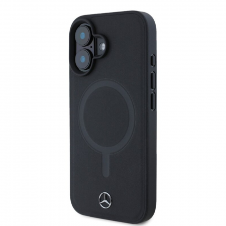 Husa pentru iPhone 16, Mercedes Smooth Leather MagSafe, Black [2]