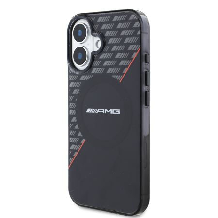 Husa pentru iPhone 16 Plus, AMG Rhombs MagSafe, Black/Red [1]