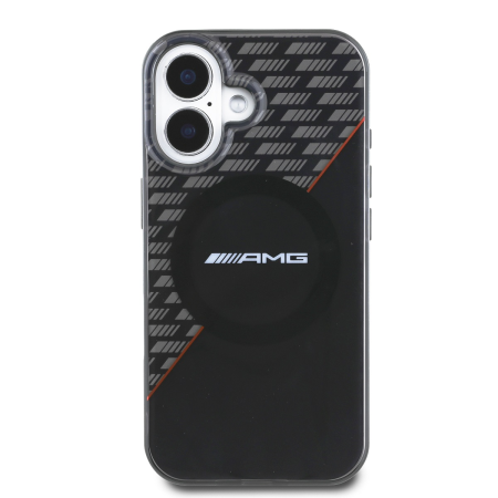 Husa pentru iPhone 16 Plus, AMG Rhombs MagSafe, Black/Red [2]
