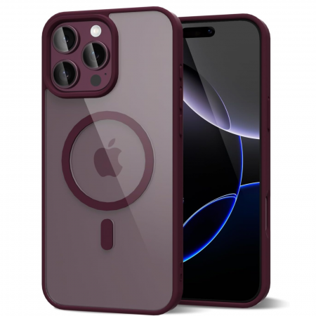IPHONE 16 PRO - Husa pentru iPhone 16 Pro, Crystal Clear MagSafe, Wine Red