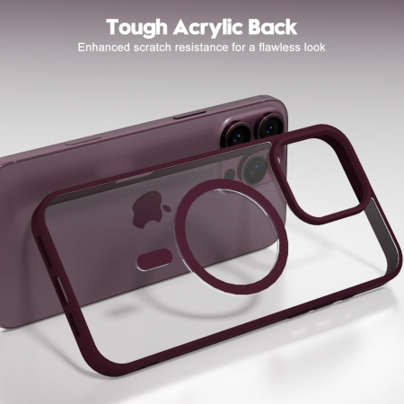 Husa pentru iPhone 16 Pro, Crystal Clear MagSafe, Wine Red [1]