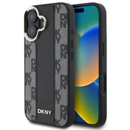 IPHONE 16 PLUS - Husa pentru iPhone 16 Plus, DKNY PU Leather Checkered Pattern Magsafe, Black