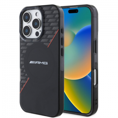 Husa pentru iPhone 16 Pro AMG Rhombs MagSafe, Black/Red [1]