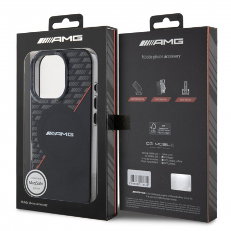 Husa pentru iPhone 16 Pro AMG Rhombs MagSafe, Black/Red [5]