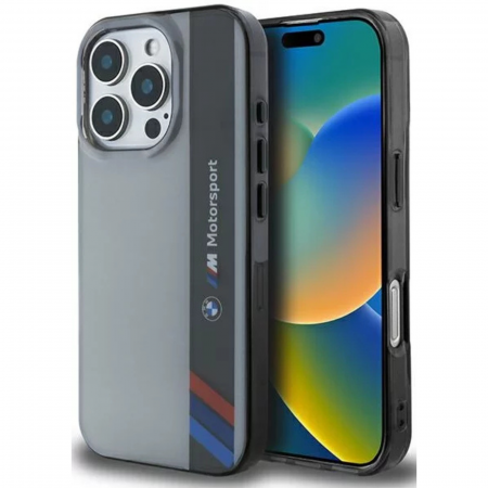 Husa pentru iPhone 16 Pro BMW IML Motorsport Vertical Stripe, Grey [1]