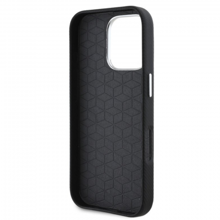 Husa pentru iPhone 16 Pro Max BMW M PU Kevlar Metal Logo, Black [4]