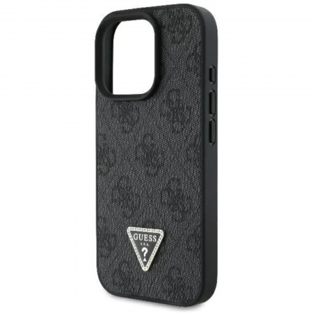 Husa pentru iPhone 16 Pro Guess PU 4G Strass Triangle Metal Logo, Black [5]