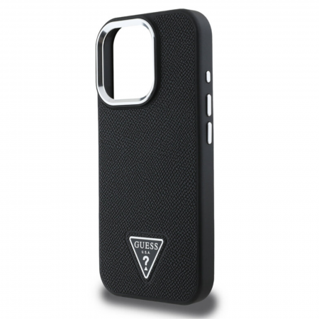 Husa pentru iPhone 16 Pro, Guess PU Grained Triangle Logo, Black [4]