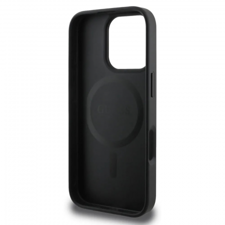 Husa pentru iPhone 16 Pro, Guess Saffiano Peony Stamp MagSafe, Black [4]
