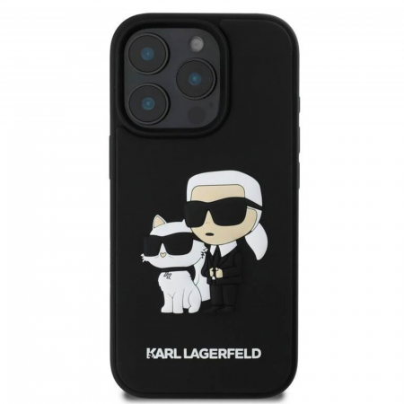 Husa pentru iPhone 14 Pro Max Karl Lagerfeld 3D Rubber Karl and Choupette, Black, KLHCP14X3DRKCNK [2]