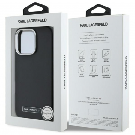 Husa pentru iPhone 16 Pro Max Karl Lagerfeld, Leather MagSafe (KLHMP16XPGMSRPK) - FW Metal Plate, Black [6]