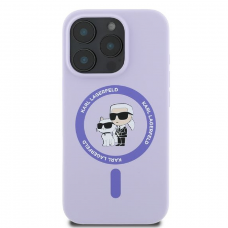IPHONE 15 PRO - Husa pentru iPhone 15 Pro Karl Lagerfeld Silicone Ring MagSafe (KLHMP15LSCMKCRHU) Karl&Choupette, Purple