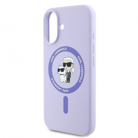 Husa pentru iPhone 16 Karl Lagerfeld Silicone Ring MagSafe (KLHMP16SSCMKCRHU) Karl&Choupette, Purple [4]