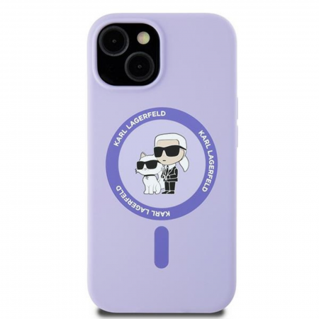 IPHONE 15 - Husa pentru iPhone 15 Karl Lagerfeld Silicone Ring MagSafe (KLHMP15SSCMKCRHU) Karl&Choupette, Purple