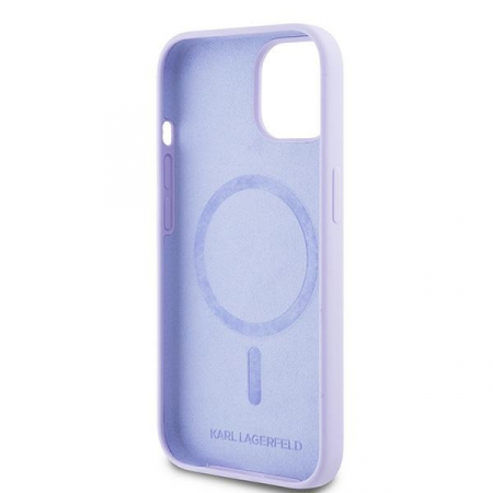Husa pentru iPhone 15 Pro Karl Lagerfeld Silicone Ring MagSafe (KLHMP15LSCMKCRHU) Karl&Choupette, Purple [3]