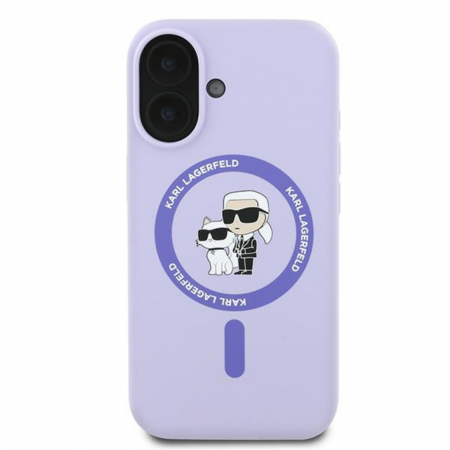 IPHONE 16 - Husa pentru iPhone 16 Karl Lagerfeld Silicone Ring MagSafe (KLHMP16SSCMKCRHU) Karl&Choupette, Purple