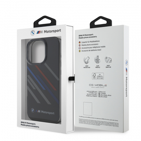 Husa pentru iPhone 16 Pro Max, BMW - Hardcase Motorsport IML Random Stripes (BMHCP16X23HTRAK) - Black [5]